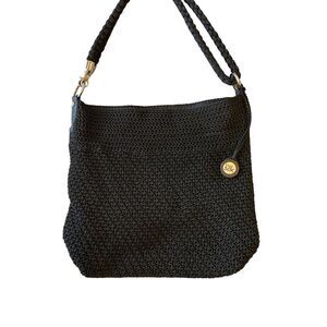 The Sak Black Crochet Boho Bag Sz M